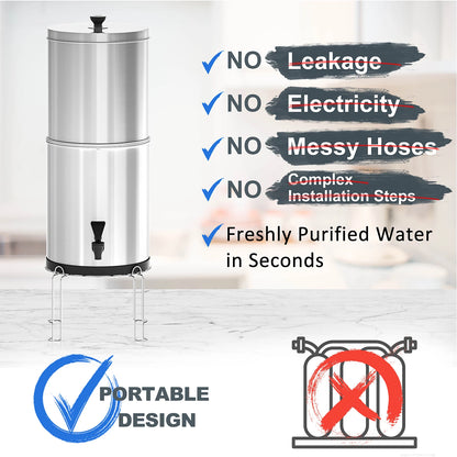 Gravity Water Filter Systeem - 11L Waterfiltratie Emmer Voor Thuis, Camping en Noodvoorbereiding