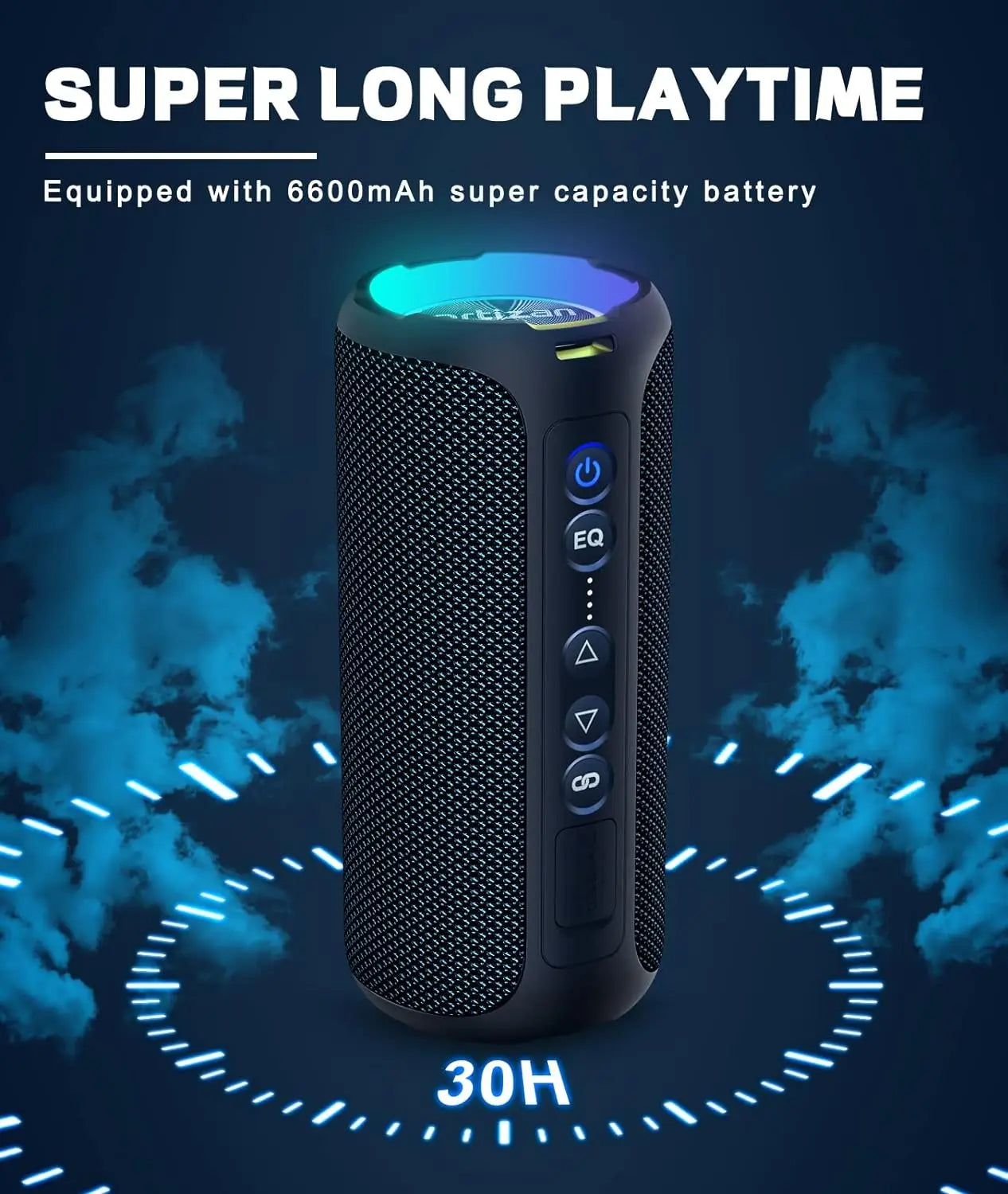 X8 Pro Bluetooth Speaker – 40W Draadloze Stereo Geluid, Diepe Bass, IPX7 Waterdicht, 30U Playtime, 7 Kleuren Licht, 3 EQ Modus