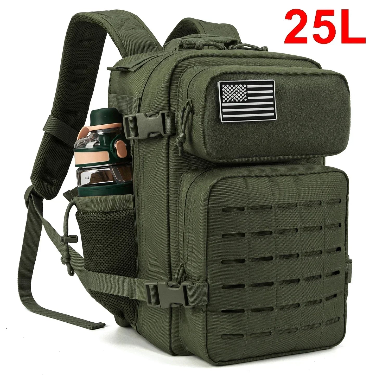 25L/45L Tactische Rugzak met Laser Cut MOLLE – Outdoor & Gym Rugtas met Bekerhouders voor Heren & Dames
