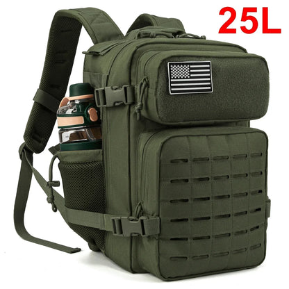 25L/45L Tactische Rugzak met Laser Cut MOLLE – Outdoor & Gym Rugtas met Bekerhouders voor Heren & Dames