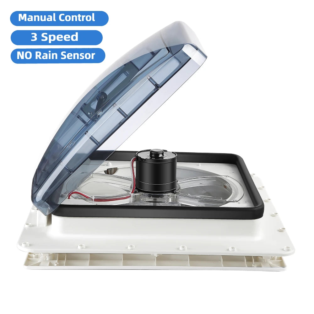12V RV Dakventilator | 10/3 Snelheden | Regensensor & Afstandsbediening | Caravan, Camper, Motorhome