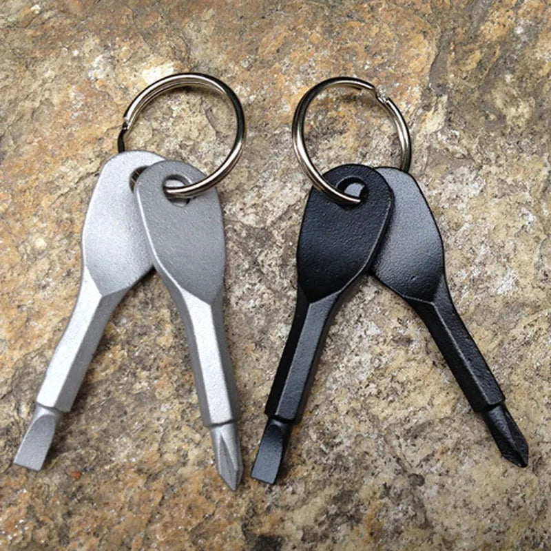 Mini Cross Screwdriver Keychain - Survival Multitool, Locking Carabiner, Outdoor EDC Camping Gadget