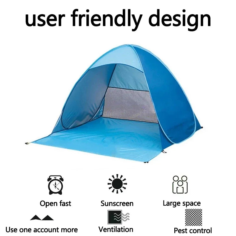 Snelle Automatische Strandtent – Draagbare UPF50+ Zonnescherm Tent voor Camping, Vissen & Outdoor
