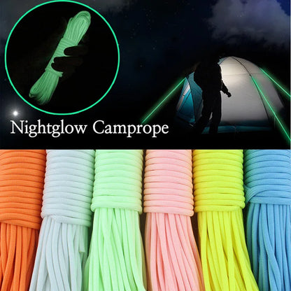Luminous Paracord - 9 Strands 4mm Nylon 550lb Tent Cord - Glow in the Dark Outdoor Rope for Camping &amp; Survival