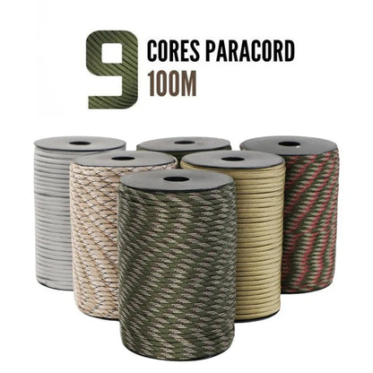 100M 550 Militaire Standaard 9-Core Paracord Touw 4mm – Outdoor Parachute Koord voor Survival, Tent, Lanyard en DIY