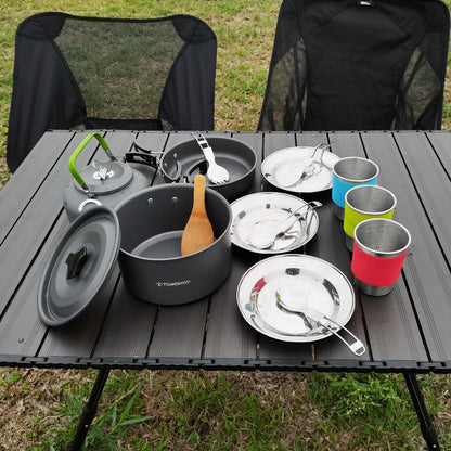 21-teiliges Camping Kochset – Leichtes Topf- und Pfannenset für Outdoor, Camping und Survival