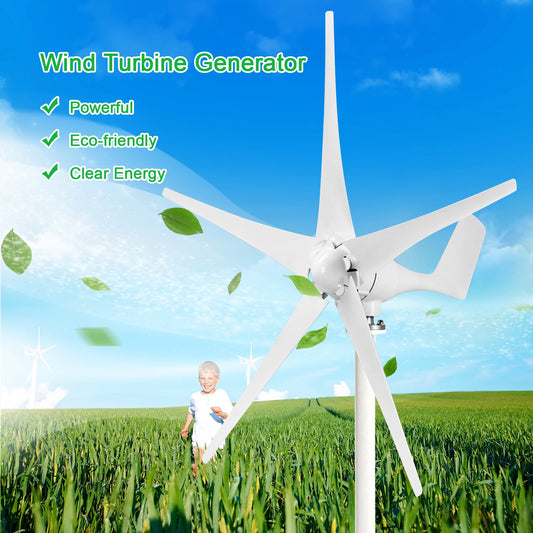 12 V 1200 W Windgenerator-Kit – 5-Blatt-S-Typ-Turbine mit Laderegler für Zuhause, Boote, Wetterstationen und grüne Energie