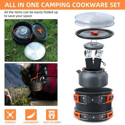 16-delige Aluminium Camping Kookset | Outdoor Kookgerei voor Reizen & Hiking