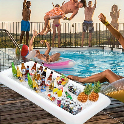 Opblaasbare Zwembaddrijver met IJs- en Voedseltray – Wit PVC – Perfect voor Pool Party