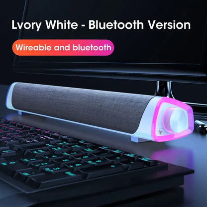 4D Computer Speaker Bar – Stereo Sound Subwoofer Bluetooth Speaker voor Macbook, Laptop, PC en Notebook – 3D Surround Sound, USB & AUX