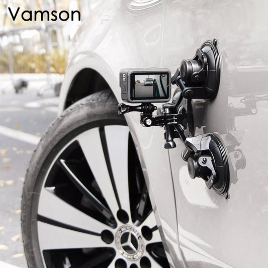 Vamson Dreieck-Saugnapf-Stativhalter – kompatibel mit Insta360, GoPro Hero, DJI Action und Smartphones