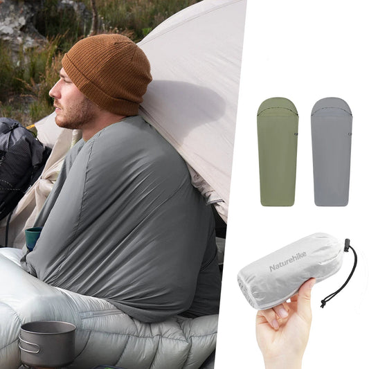 Camping Slaapzak Liner - Ultralichte Mummy Slaapzak Liner, Draagbare Single Slaapzak Liner, Grijze Nylon Slaapzak Binnenvoering