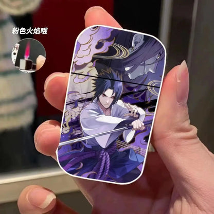 Naruto Anime Lichter – Creatieve Metalen Windproof Elektronische Aansteker met Roze Vlam, Perfect Cadeau voor Jongens en Fans