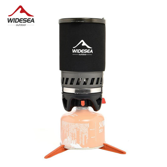 Camping Cooking System met Warmtewisselaar | Outdoor Gasfornuis met Koffiepot en Bestek voor Kamperen en Toerisme