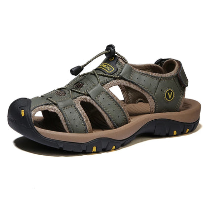 Zomerse Herensandalen – Ademend Kunstleren Casual Sandalen met Elastische Band, Outdoor Strand- en Romeinse Schoenen