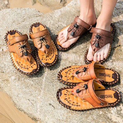 Zomer Heren Sandalen Comfort – Casual Outdoor Schoenen, Echt Koeienleer, Gladiator Stijl, Strand