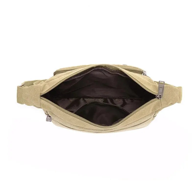 Canvas Schoudertas - Retro Crossbody Unisex Tas, Meerlaagse Opbergruimte, Casual en Duurzaam