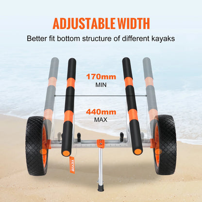 Kayak Cart 450 lbs - Verstelbare Brede Trolley voor Kano, Kajak, Paddleboards en Vlotmatten met 12'' All-Terrain Wielen