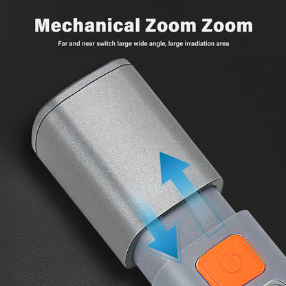 Superhelle LED-Taschenlampe XPE – Wiederaufladbare Campingleuchte mit Haken, Zoomfunktion und 3 Leuchtmodi