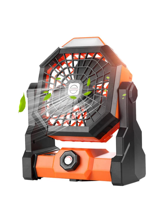 Oplaadbare Camping Ventilator – 7800mAh, 270° Draaibaar, LED Lamp, Stil & Draagbaar | Tafel- & Tentventilator voor Outdoor