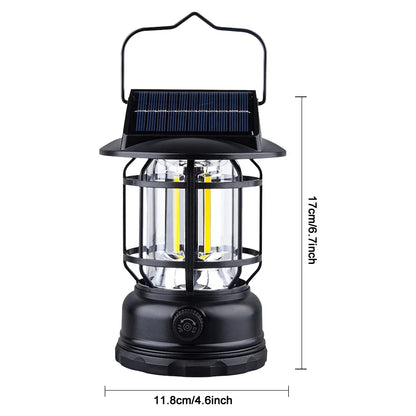 Vintage Camping Lantaarn | Zonne-energie | Dimbare Retro Hanglamp