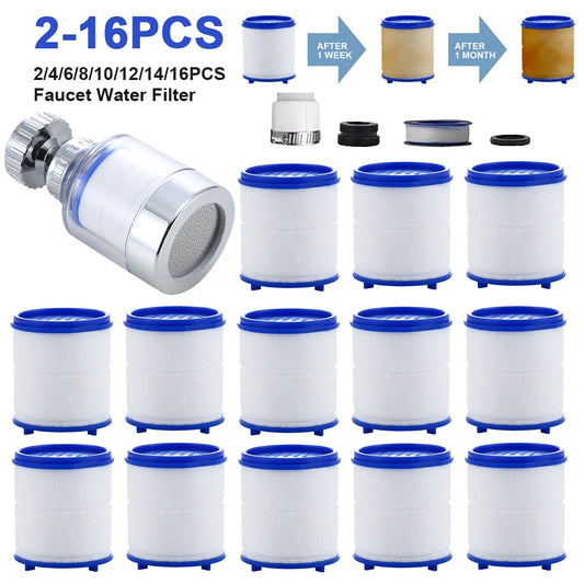 Wasserhahnfilter-Set – Wasserreinigerfilter für Küche und Bad, 360° drehbarer Spritzfilter, PP-Baumwolle entfernt Chlor und Schwermetalle