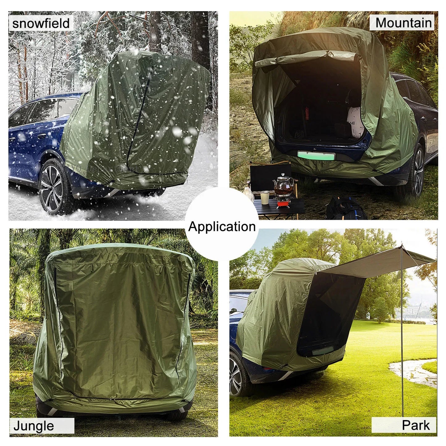 SUV-Campingzelt mit Markise – Geräumiges, reißfestes Zelt für Outdoor-Aktivitäten und Reisen