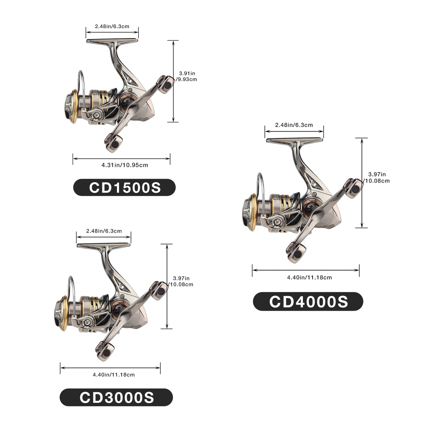 CD Spinning Vismolen – 5.2:1 Overbrengingsverhouding, 13.23 lbs Max Drag, Metalen Spoel en Opvouwbare CNC Dubbele Arm