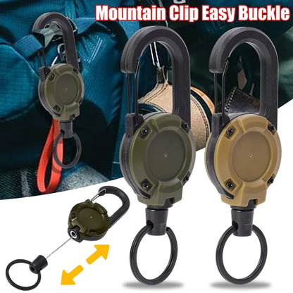 Retractable Heavy Duty Carabiner Keychain – Strong Steel Cable – Outdoor Sporty Keychain Tool