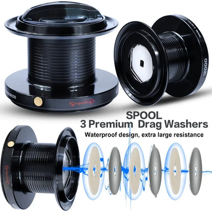 9000-12000 Full Metal Spool Visserswiel | Jigging, Trolling & Casting Reel voor Zoutwater en Zeevissen