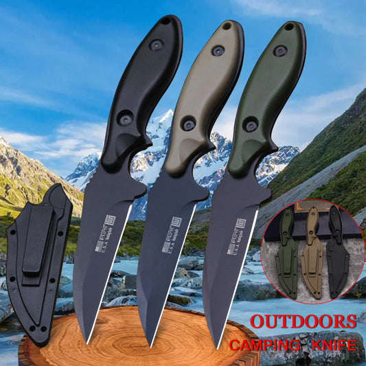 440C Full-Tang Outdoor Survival Messer mit Scheide – Camping- und Jagdmesser, 20 cm, Nylongriff