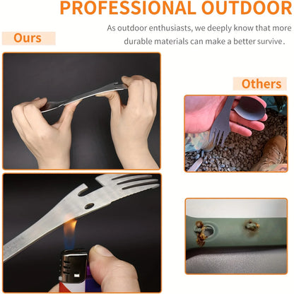5-in-1 Outdoor-Survival-Besteck – Multifunktionslöffel, Gabel, Messer und Flaschen-/Dosenöffner, EDC-Camping-Set
