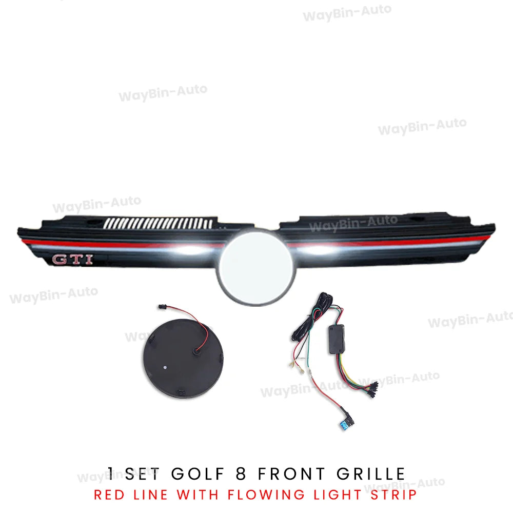 VW Golf MK8 GTI R Style Body Kit – Frontgrill-Upgrade mit LED-Lichtleiste