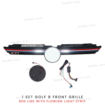 VW Golf MK8 GTI R Style Body Kit – Frontgrill-Upgrade mit LED-Lichtleiste