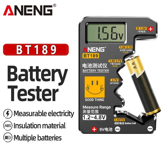 Button Cell en Universele Batterijtester – LCD Display voor 9V, AA, AAA, D, N en 1.5V/3V Knopcelbatterijen – Huishoudelijke Batterijtester