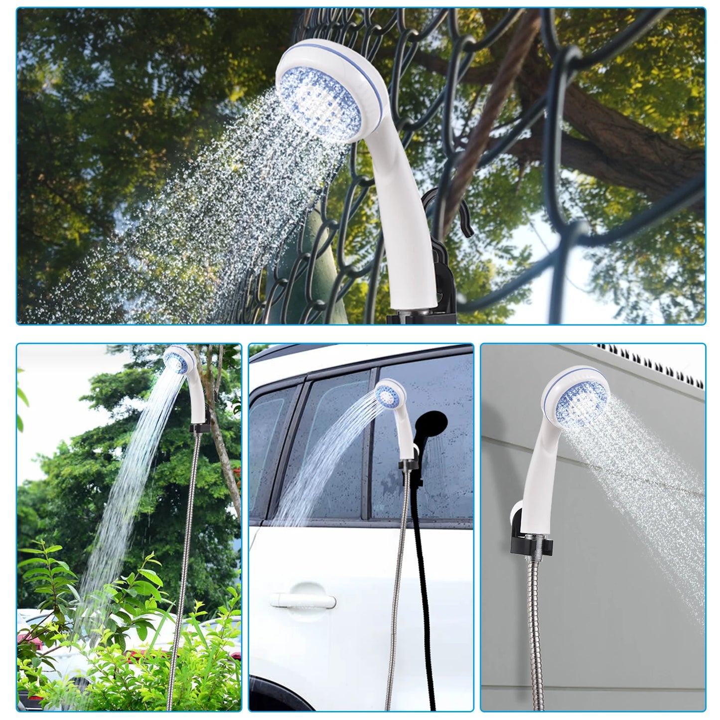 Tragbare Campingdusche – über USB wiederaufladbare elektrische Duschpumpe für Camping, Autowaschen und Haustiere