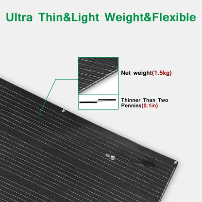 ETFE Flexibel Monokristallijn Zonnepaneel – 100W 12V Kit voor Off-Grid Power en Camping