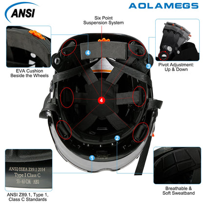 CE Veiligheidshelm met Bril – Ademend ABS Bouwhelm voor Bouw, Industrie & Redding