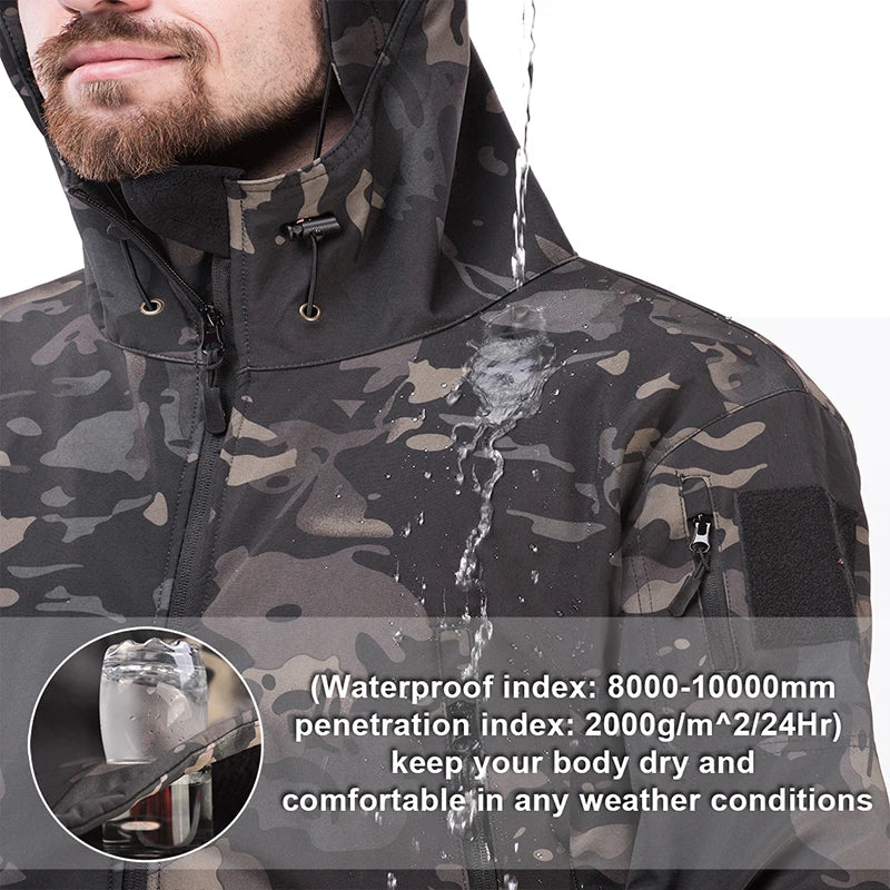 Taktische Softshell-Jacke + Hose – wasserdichtes Thermo-Outdoor-Set für Jagd, Wandern und Camping
