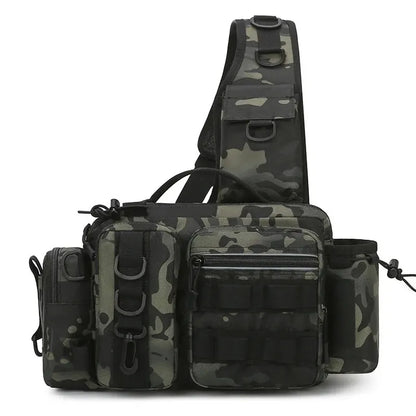 Fishing Tackle Rugzak met Looddoos - Vistechniek Rugtas met Hengelhouder, Fanny Pack en Sling Schoudertas voor Mannen