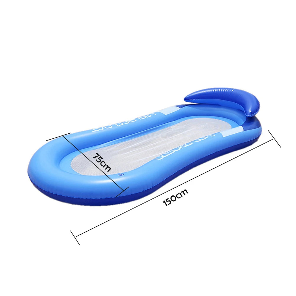 Vouwbare Water Hammock – Opblaasbaar Zwembad Bed voor Strand, Lounge Bed met Kussen voor Zwemmen & Outdoor Recreatie