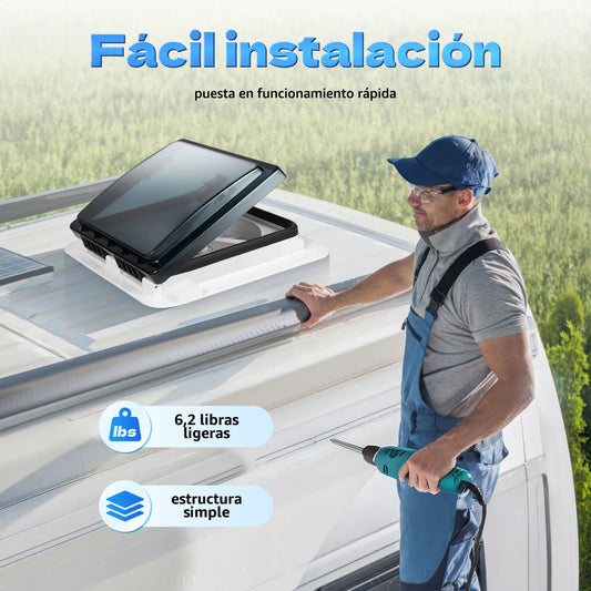 12V Caravan Dakventilator – Automatische RV Dakluik met LED Verlichting | Motorhome Ventilatie & Uitlaatventilator