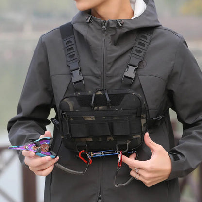 Taktische Brusttasche – Molle System Front Rig Pouch Weste für Outdoor, Camping, Radfahren, Wandern, Jagen und Angeln