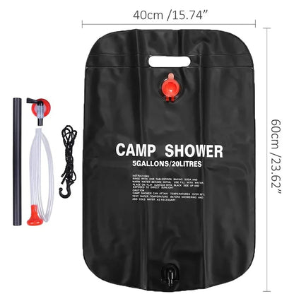 20L/40L Vouwbare Solar Douchetas voor Buiten, Camping, Hiking & Reizen – Verwarmd Water, Compact & Duurzaam