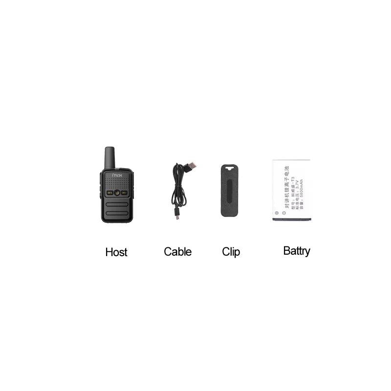2 Stück Mini-Walkie-Talkie für Kinder – 1–3 km Reichweite, UHF 400–470 MHz, leichtes und farbenfrohes Design