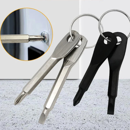Mini Cross Screwdriver Keychain - Survival Multitool, Locking Carabiner, Outdoor EDC Camping Gadget