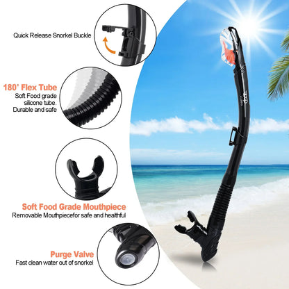 Professionele Snorkelset voor Volwassenen | Anti-Fog Duikbril met Dry Top Snorkel en Pano 3-ramen Masker