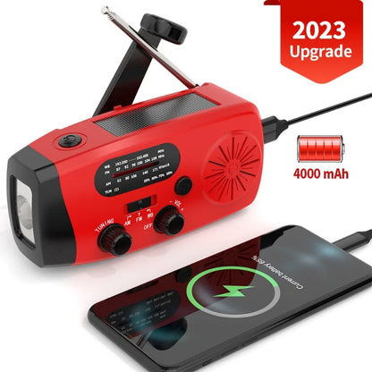 Handkurbel- und Solar-Wetterradio – 2000 mAh AM/FM/NOAA-Notfallradio mit Powerbank und Taschenlampe