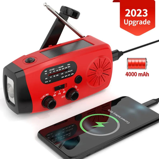 Handkurbel- und Solar-Wetterradio – 2000 mAh AM/FM/NOAA-Notfallradio mit Powerbank und Taschenlampe