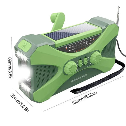 Multifunctionele 10000mAh Zonne- en Crank Radio – AM/FM/NOAA Weeralarm, Oplaadbare Telefoon, LED Zaklamp, SOS Alarm & Dual Stereo Speakers
